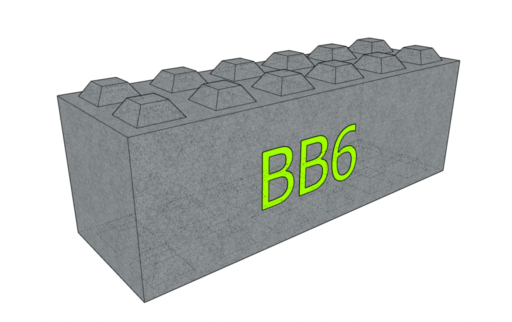 BetonovblokBB61800x600x600mm Betonové kostky: Betonový blok BB6 1800x600x600 mm